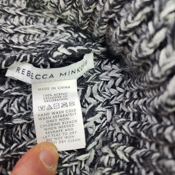 Rebecca Minkoff Black Gray Winter Beanie Pom Pom Knit Hat Snow Beanie Hats - Picture 8 of 8